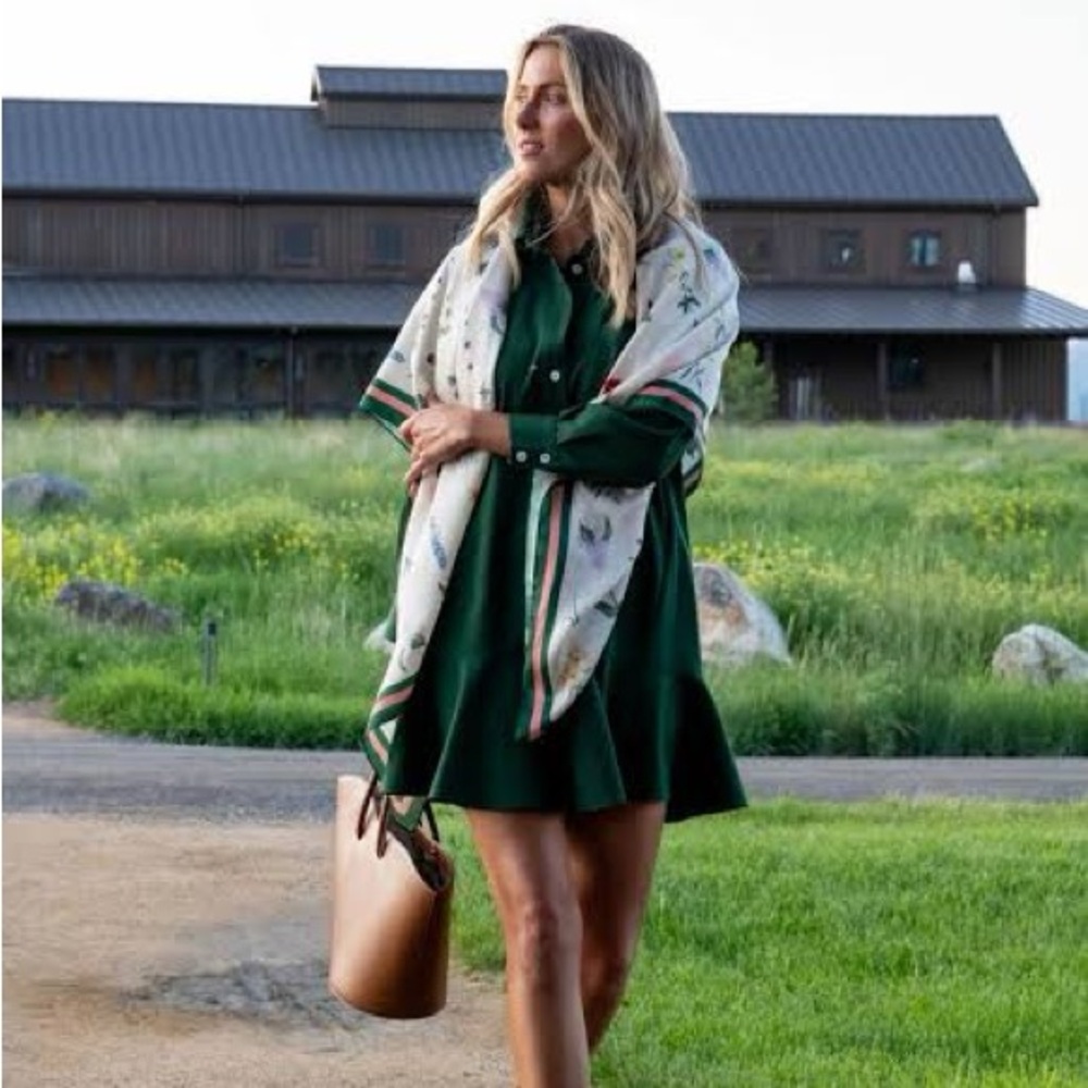 Tuckernuck Hunter Green Callahan Crepe Shirt Dress